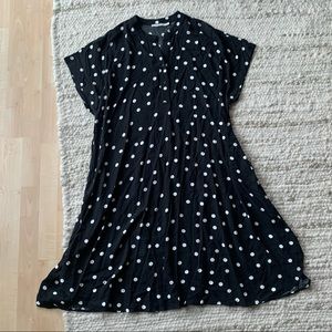 Black dress with white dots, plus size, super comfy, great swing, knee-length